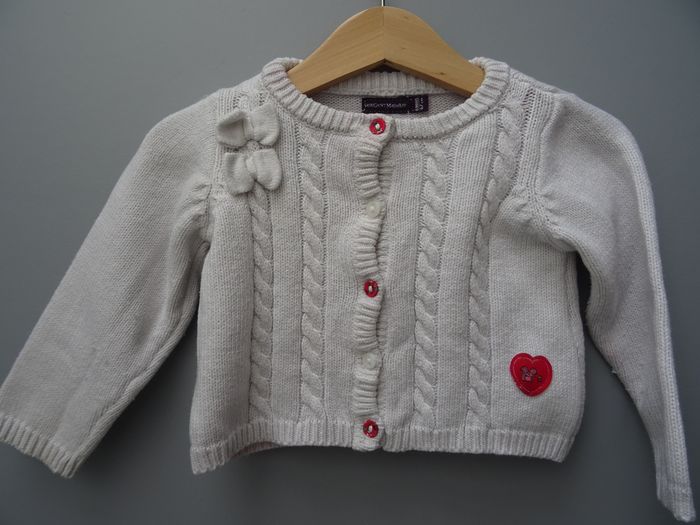 Gilet blanc à torsades 6 mois