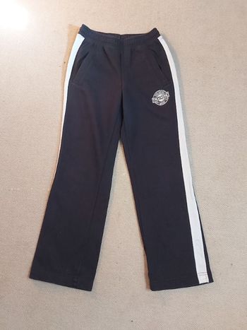 Pantalon de sport bleu marine à bandes blanches 14 ans  - Domyos