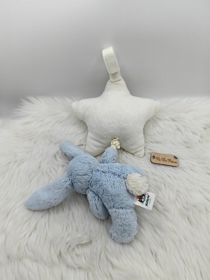 Doudou peluche musicale lapin bleu  étoile Little Jellycat - photo numéro 2