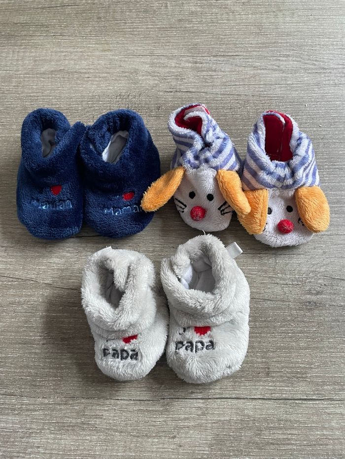 Lot 3 paires chaussons bébé