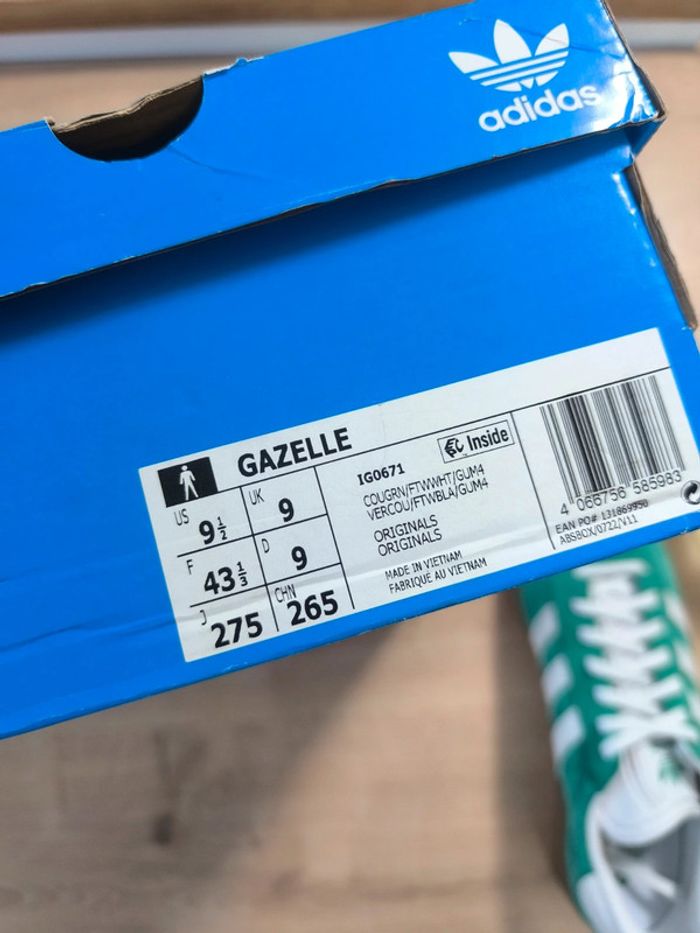 Baskets adidas gazelle court green gum verte et marron pointure 43 très bon état - photo numéro 13