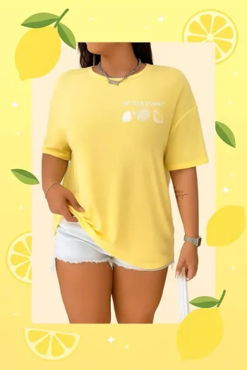 T-shirt jaune • imprimé