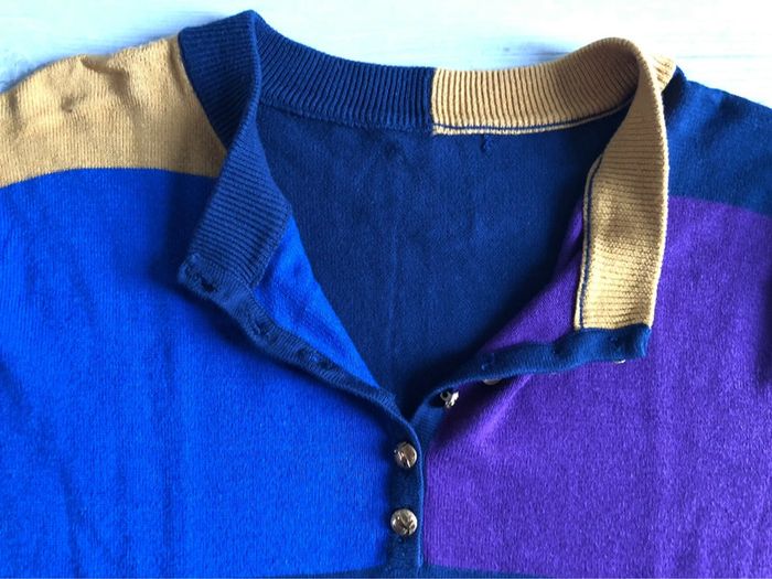 MM2- Pull vintage 4 couleurs et boutons dorés T unique (40-44) - photo numéro 6