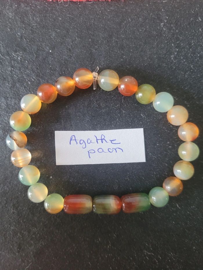 Bracelet en pierres naturelles d agate paon - photo numéro 2