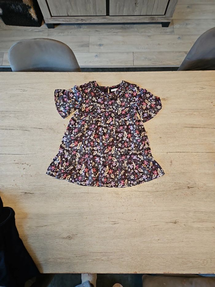 Blouse longue evasée, manches courtes, mauve fleurie, Marks&Spencer, Autograph, 6 ans, non mise