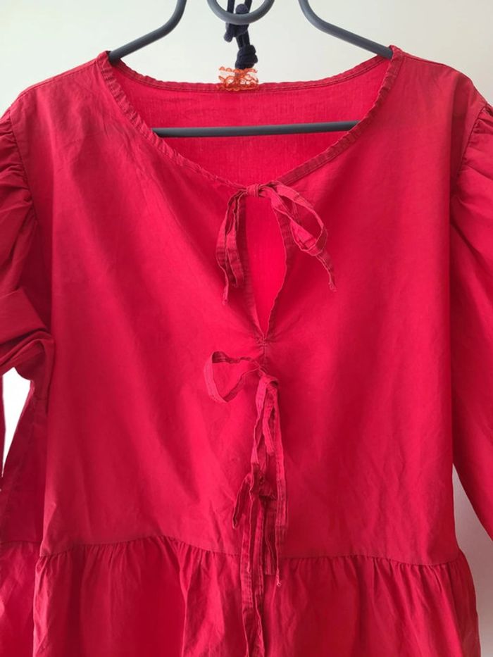 Blouse rouge à manches 3/4 • Made In Italy • taille unique - photo numéro 4