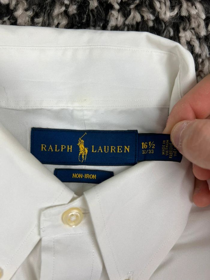 Chemise Ralph Lauren blanche logo brodé blanc nouvelle collection style old money taille L - photo numéro 3