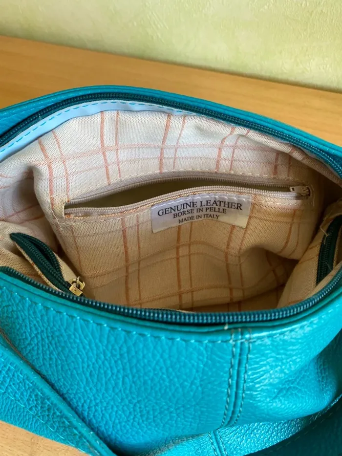 Sac à main Genuine Leather 20x30 Turquoise - photo numéro 5
