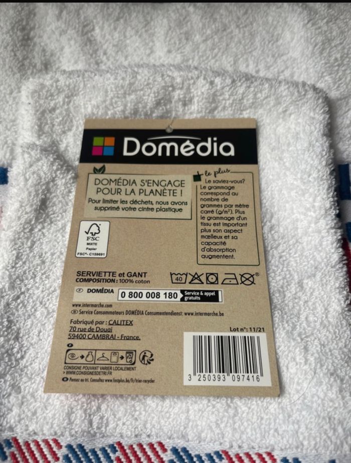 Serviette et gant Domedia neuf - photo numéro 3
