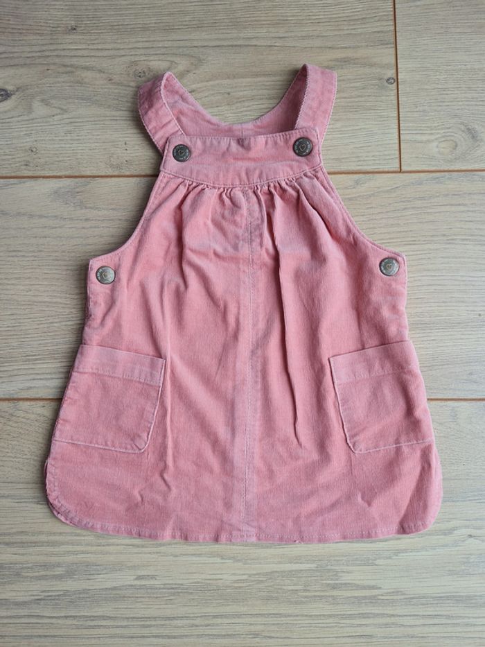 Robe salopette rose velours 12 mois