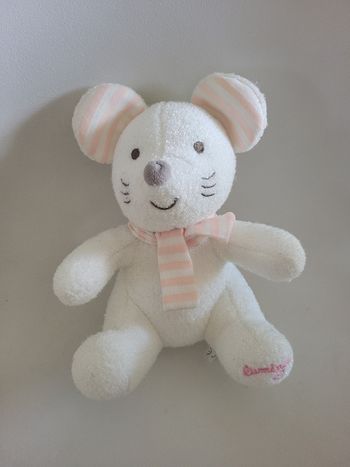 Peluche souris rose écharpe Luminou