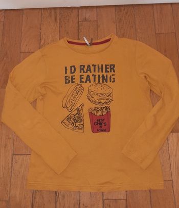 Tee shirt jaune orchestra 12 ans hamburger frite pizza