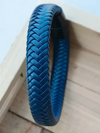 Bracelet cuir bleu homme