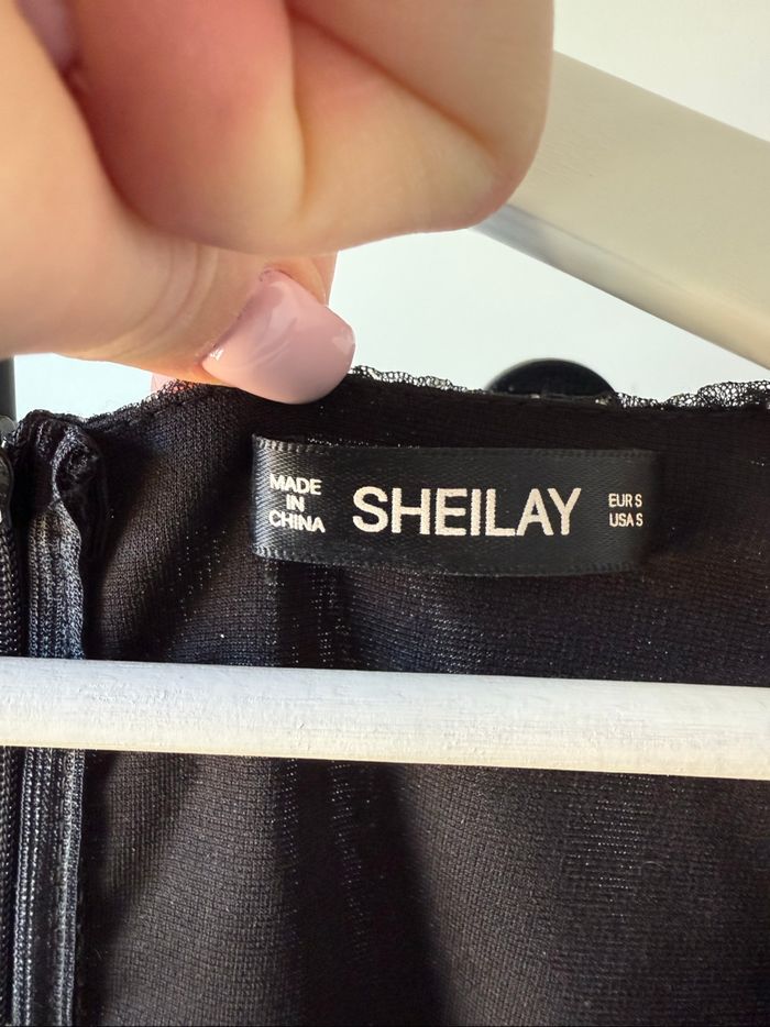 Robe noir à paillettes à manche longues transparente S - photo numéro 6