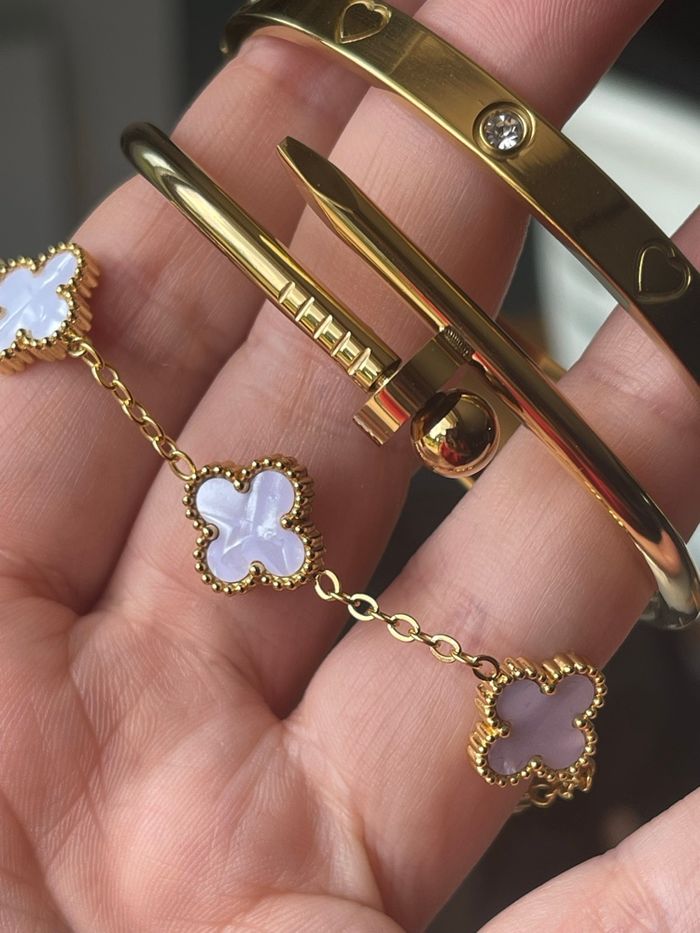 Lot de bracelet en acier, inoxydable de couleur dorée - photo numéro 4