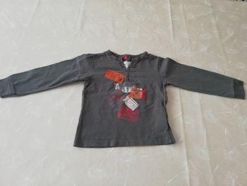 Tee shirt 4 ans gris manches longues tissaia