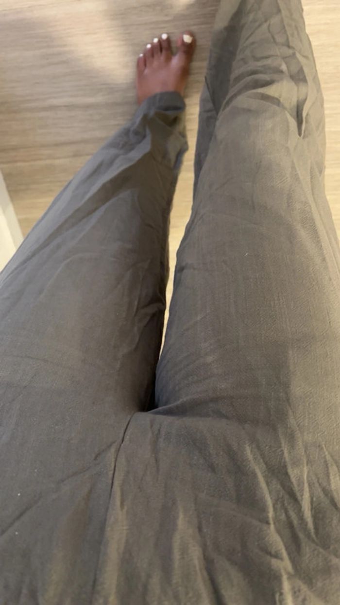 Pantalon fluide large été kaki - photo numéro 4