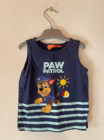 Débardeur Pat’ Patrouille Chase 🐾☀️ 86 cm – Bleu marine & rayures
