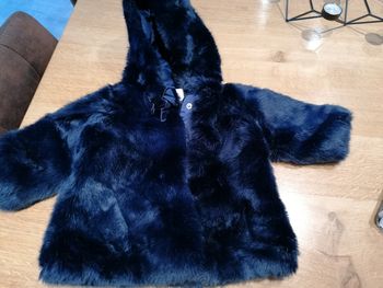 Manteau fourrure bleu marine