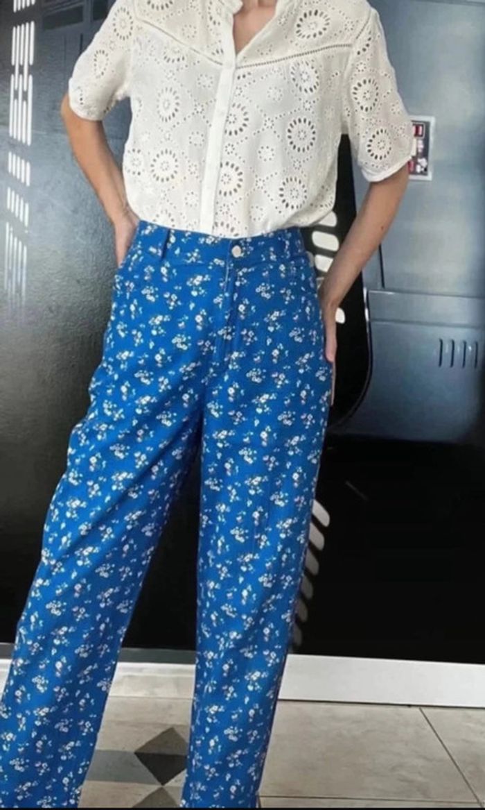 Pantalon Flowers en tissu gaufré - photo numéro 2