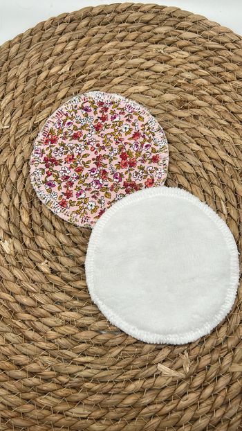 2 coussinets allaitement fleurs roses fait main