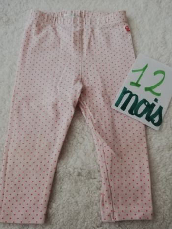 Legging fille rose à pois 12 mois obaïbi