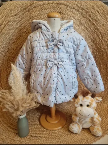 Jolie manteau gris à cœur fille la compagnie des petits 3 ans