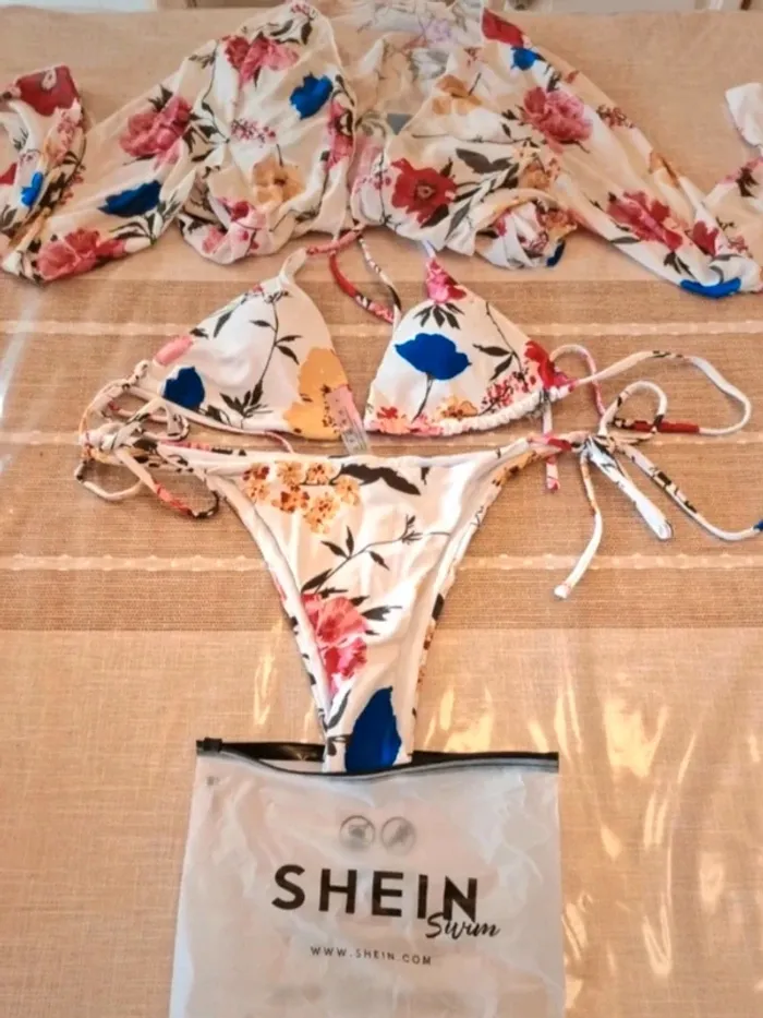 Maillot de bain 3 pièces avec Kimono, neuf, Shein, taille L