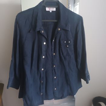 Look élégant et moderne veste chemise  marine T38 lyocell