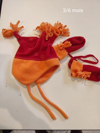 Ensemble bonnet mouffle 3/6 mois