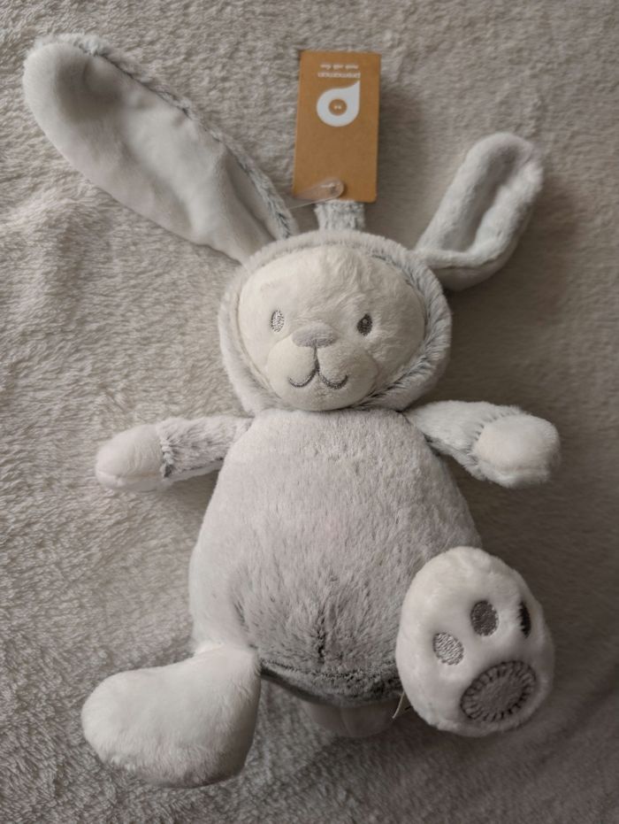 Peluche musicale Lapin Gris Blanc - photo numéro 5