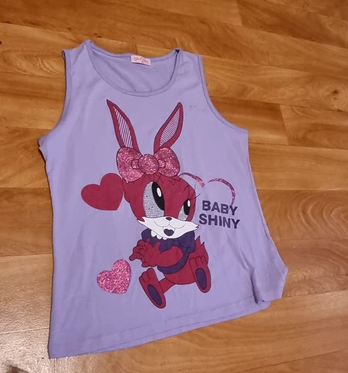 débardeur mauve girl miss lapin imprimé taille 14ans