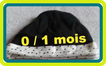 Bonnet  noir  blanc  motif  étoile  Vertbaudet  Taille 0 / 1  mois