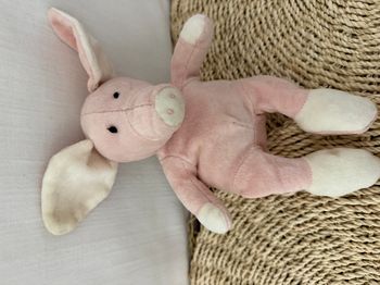 Peluche rare et vintage Jellycat Mou Mou, cochon rose, taille moyenne, modèle retiré de la vente (19