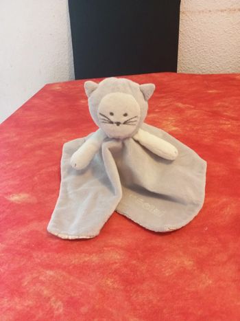 Doudou plat carré chat gris Obaïbi