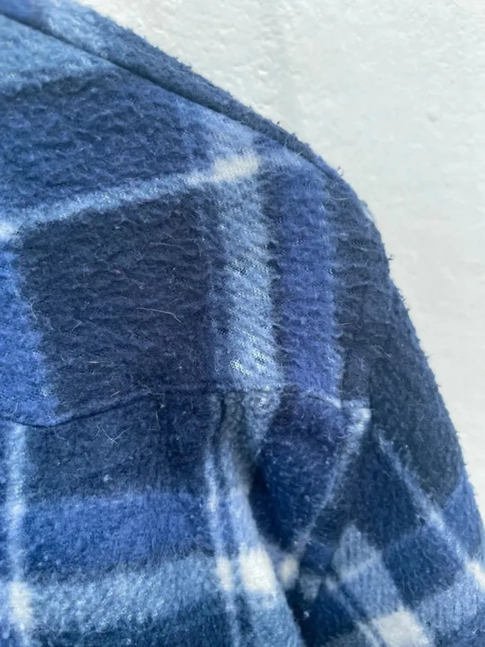 Lumberjack Flannel Plaid Polaire shirt chemise blue Mens L - photo numéro 7