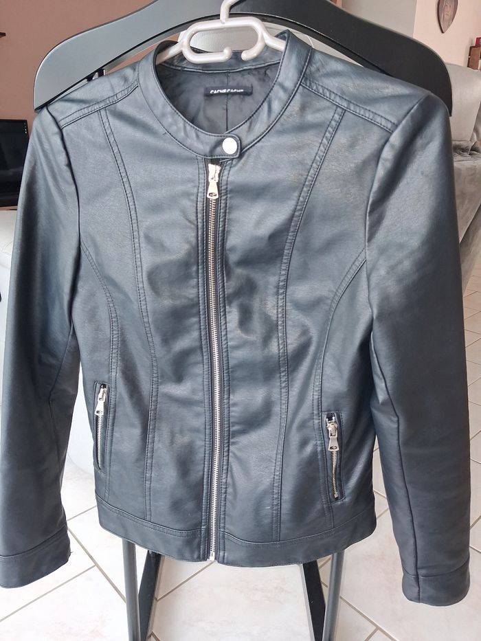 Veste simili cuir femme noir - photo numéro 2