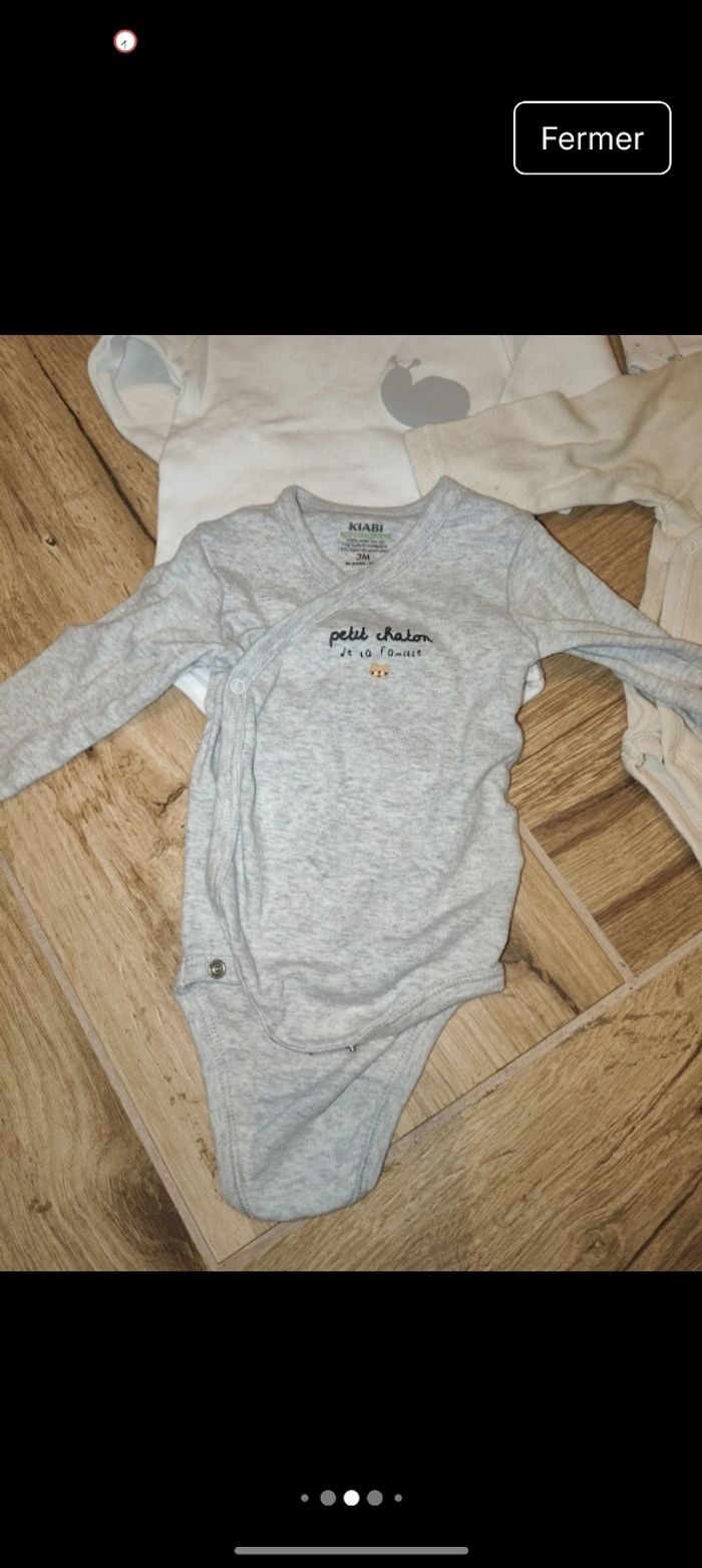 Lot 7 body bodies manches longues dont croisés. Escargot dragon chaton famille animaux - photo numéro 4