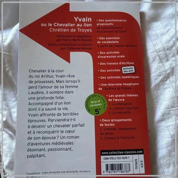 Yvain ou le chevalier au lion chrétien de Troyes édition Belin Gallimard - photo numéro 2