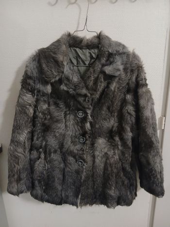 Manteau en fourure vintage lapin taille 38 couleur gris