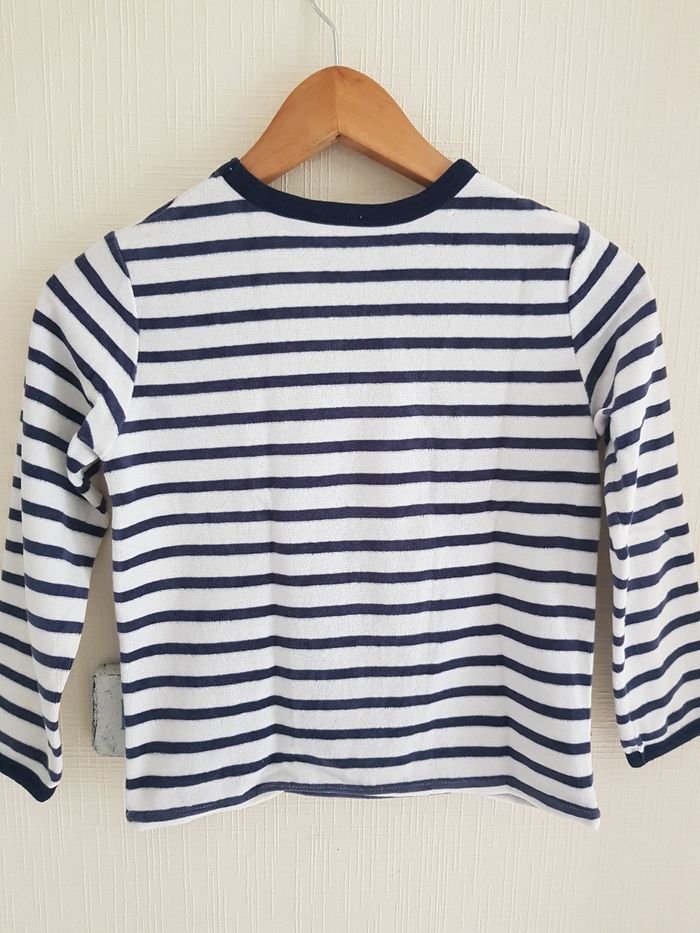 Haut de pyjama blanc à rayures bleues Okaidi 8 ans - photo numéro 6