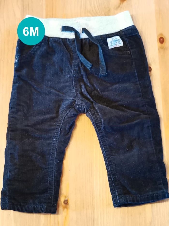 Pantalon velours noir gris Kimbaloo 6 mois