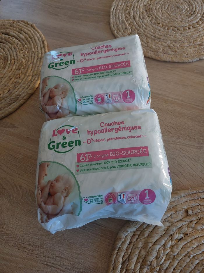 Couches LOVE & GREEN  - taille 1 ( 2-5) kg