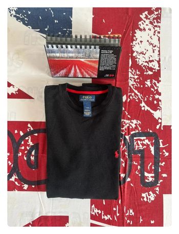 Sweat Ralph Lauren noir nid d’abeille cavalier rouge taille M/L