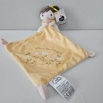 Doudou mots d'enfants petite fille jaune bisou fleuri