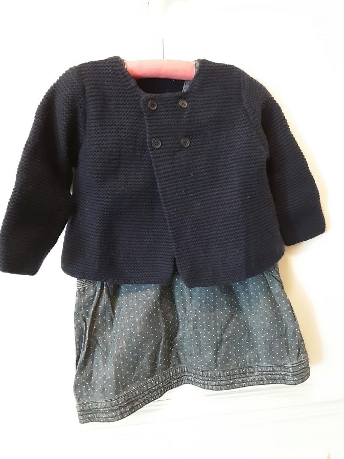 Ensemble 18 mois gilet et robe en  jeans - photo numéro 2