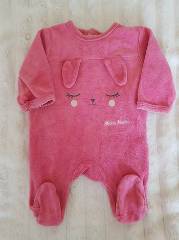 Pyjama velours fille 1 mois 52/55 cm