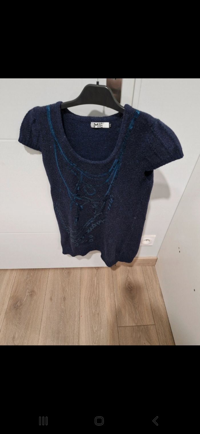 Pull chaud sans manche bleu marine