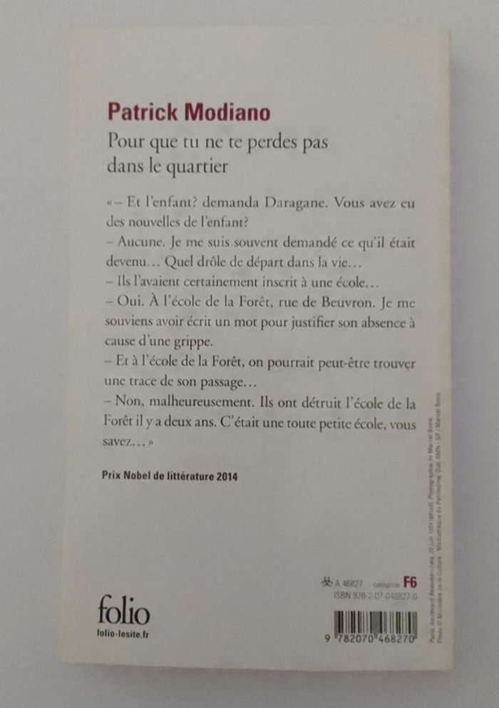 Patrick Modiano - Pour que tu ne perdes pas dans le quartier - photo numéro 2