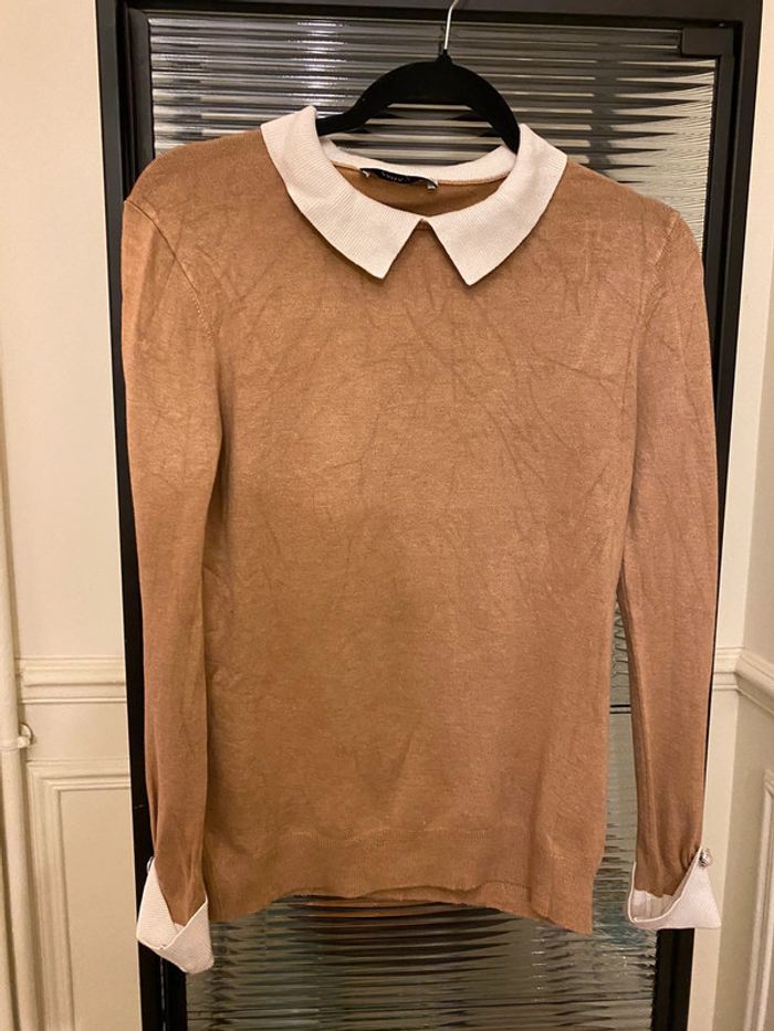 Pull à col beige Zara M